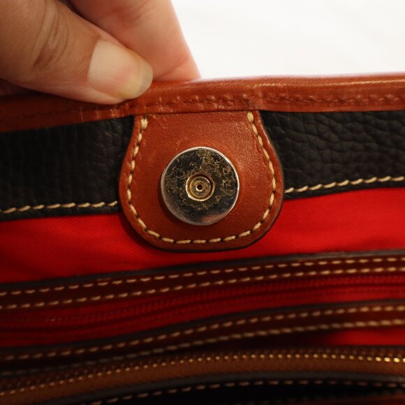 Dooney & Bourke Brielle Tote Bag Pebbled Leather Black Brown Trim Red Interior - Picture 7 of 11
